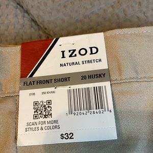 Boys Izod Flat Front khaki shorts husky 20 nwt